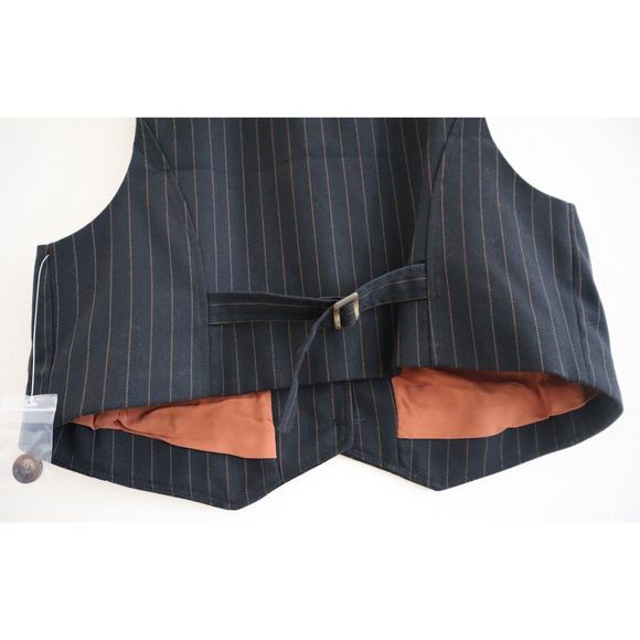 We The Free x Free People OB1653539 Women's Sz Medium Black Pinstriped Vest - Picture 4 of 7
